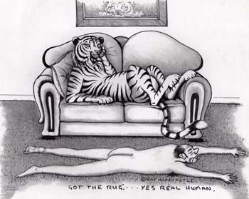 Tiger And Human Rug