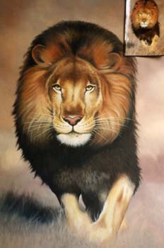 lion photo and painting